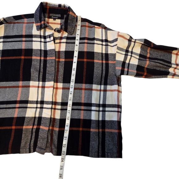 Madewell Flannel Bromley Shirt, Black & Ivory plaid Women's sz Medium - Picture 8 of 12